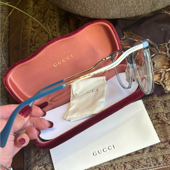 Authentic GUCCI 53mm Semi cat eye Acetate/Metal Optical Glasses New🔥 - Picture 2 of 11